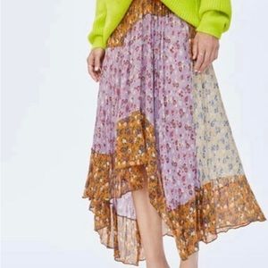 Zara floral patchwork maxi midi skirt size xs